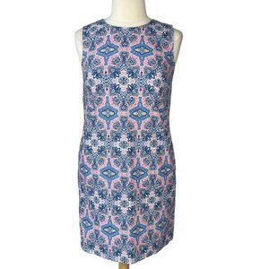 Tabitha Webb Sheath Shift Dress Womens Size 2 Blue Pink Sleeveless Pockets